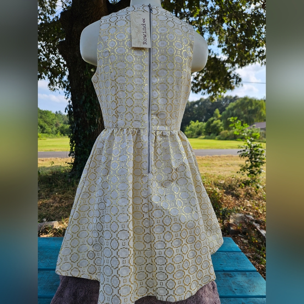 Rewind Gold Cream Sleeveless Dress - Picture 6 of 15